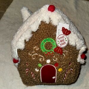 Gingerbread led light up pillow accent